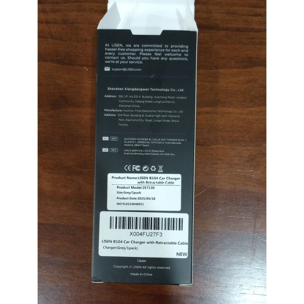 Lisen B104 Car Charger With Retractable Cables - NIB!